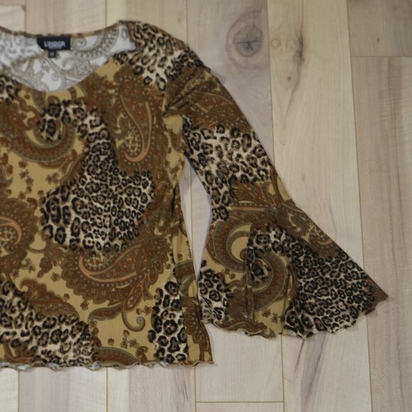 Cowgirl Western Long Sleeve Top w Bell Sleeves - Size S - Picture 2 of 7